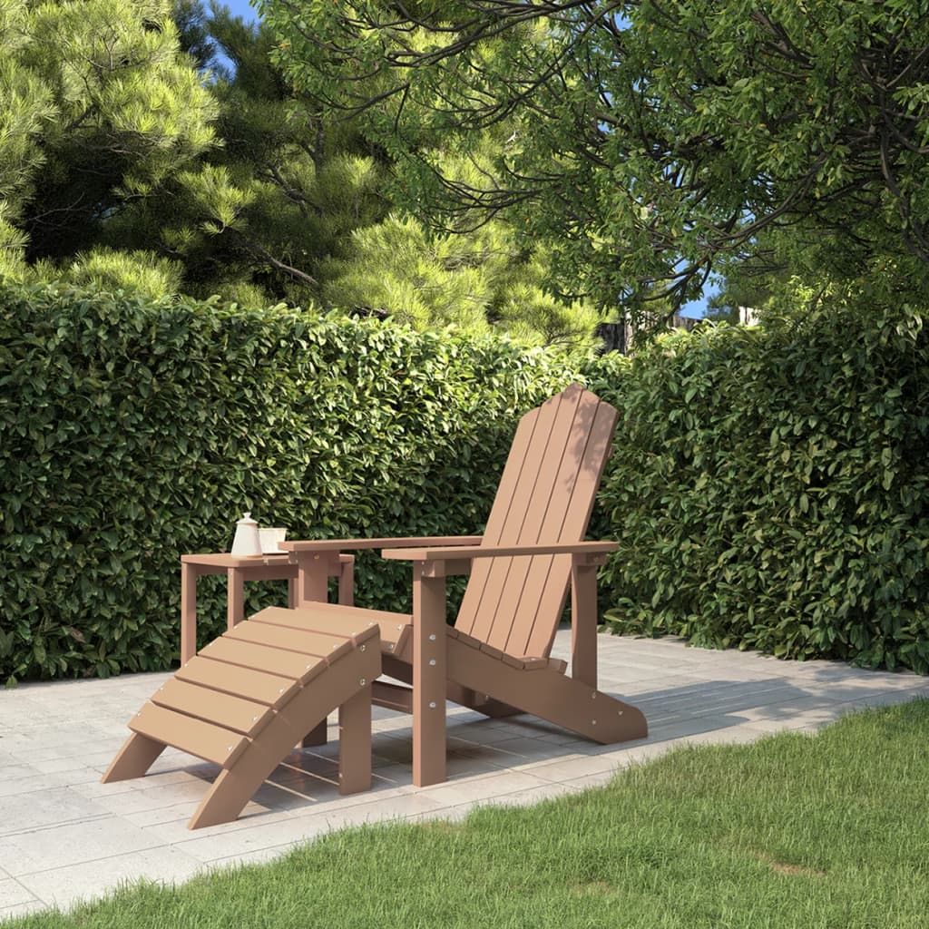 Vetonek Silla de jardín Adirondack con reposapiés HDPE marrón