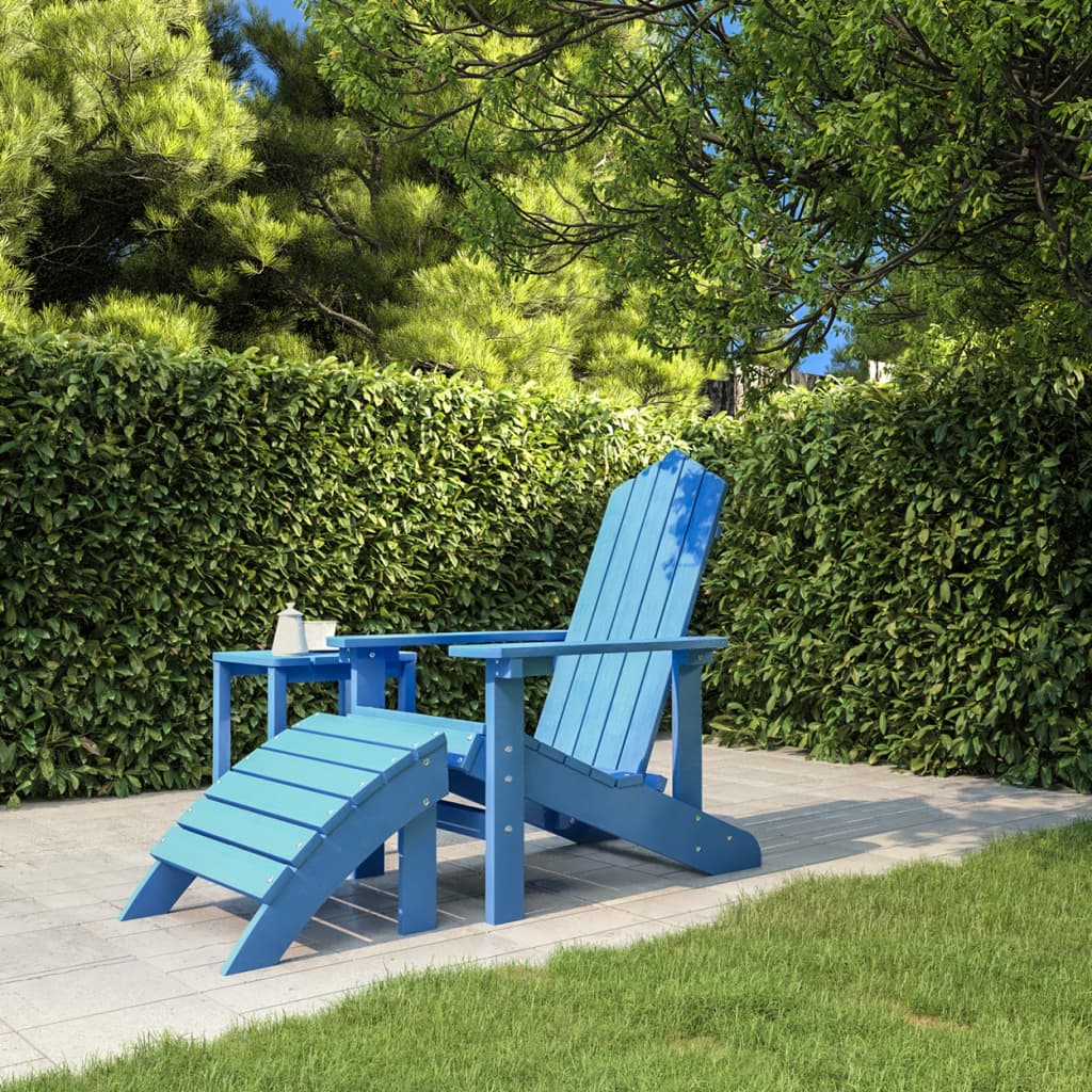 Vetonek Silla de jardín Adirondack con reposapiés HDPE azul agua