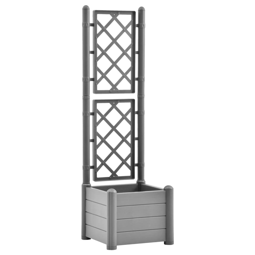 Jardinera con enrejado PP gris piedra 43x43x142 cm vidaXL