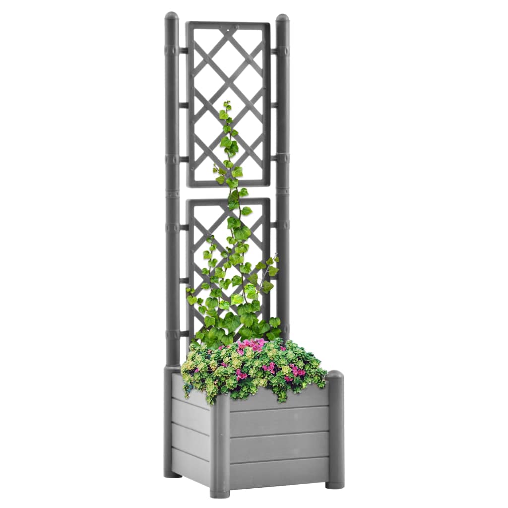 Vetonek Jardinera con enrejado PP gris piedra 43x43x142 cm