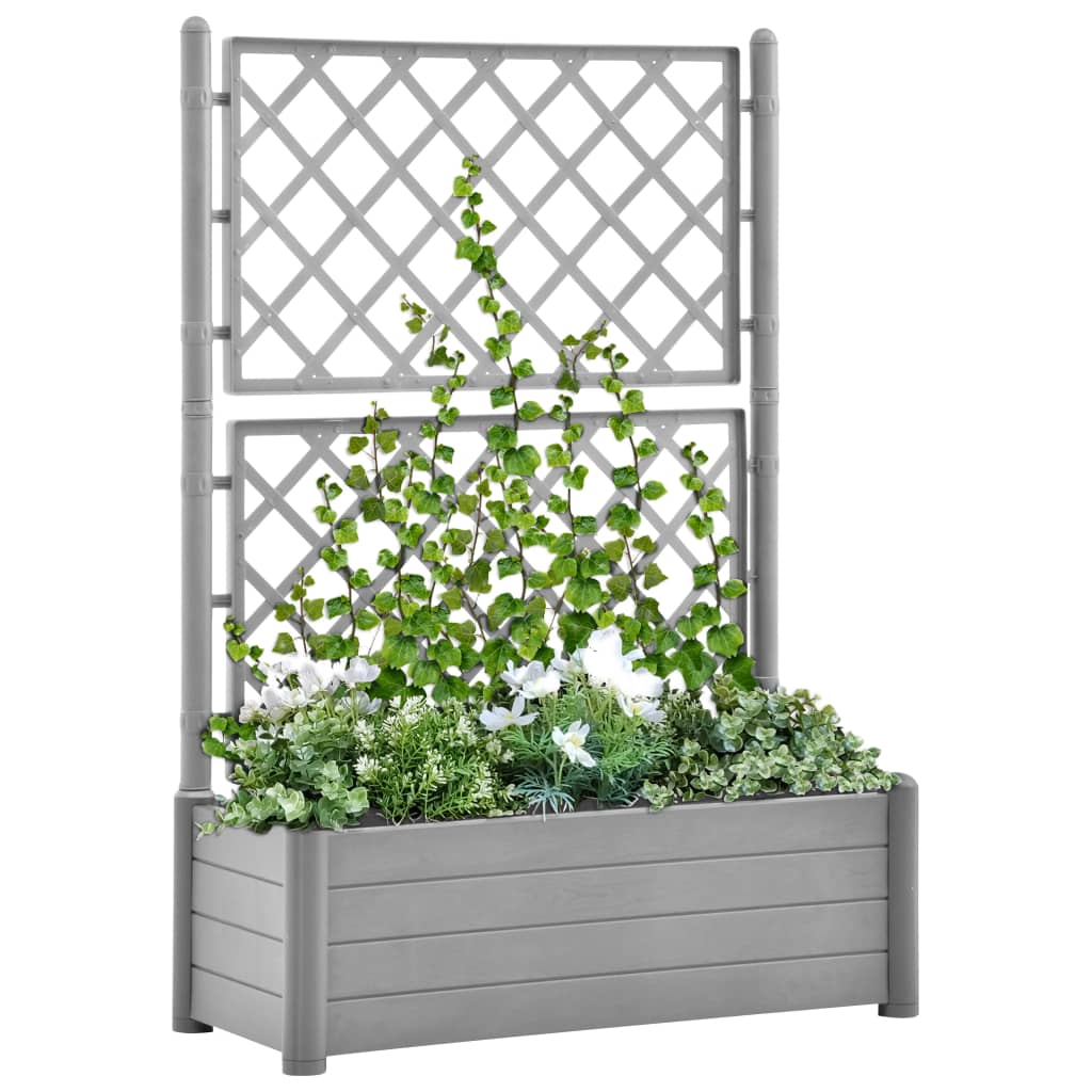 Vetonek Jardinera con enrejado PP gris piedra 100x43x142 cm 