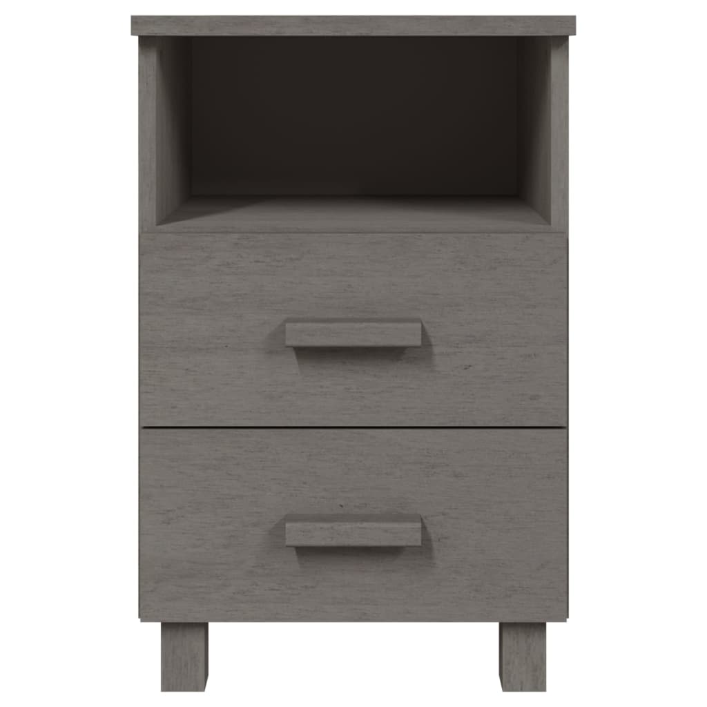 Mesita de noche HAMAR madera pino maciza gris claro 40x35x62 cm