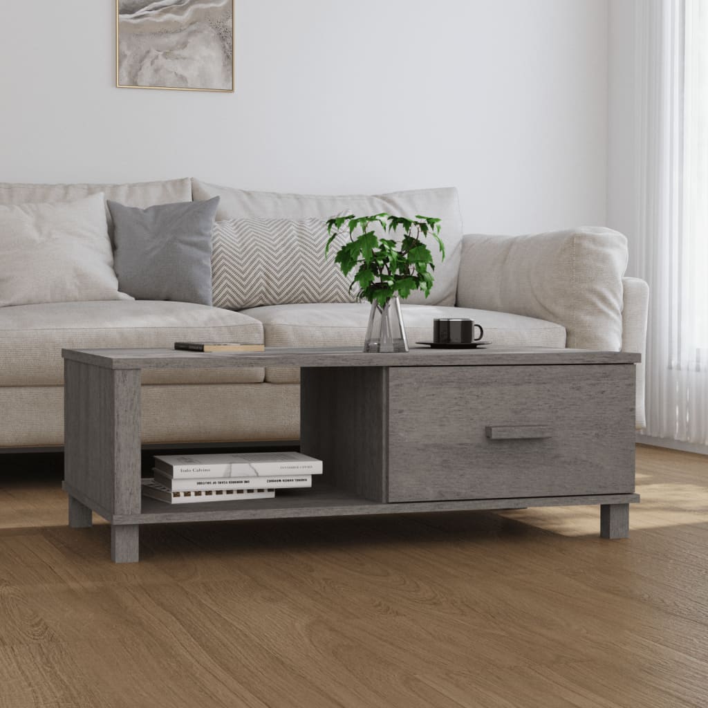 Vetonek Mesa de centro HAMAR madera maciza pino gris claro 100x55x35 cm