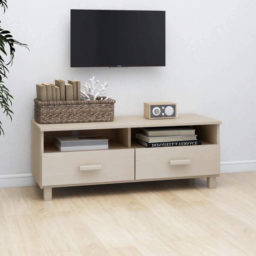 Mueble TV HAMAR madera de pino maciza marrón miel 106x40x40 cm vidaXL