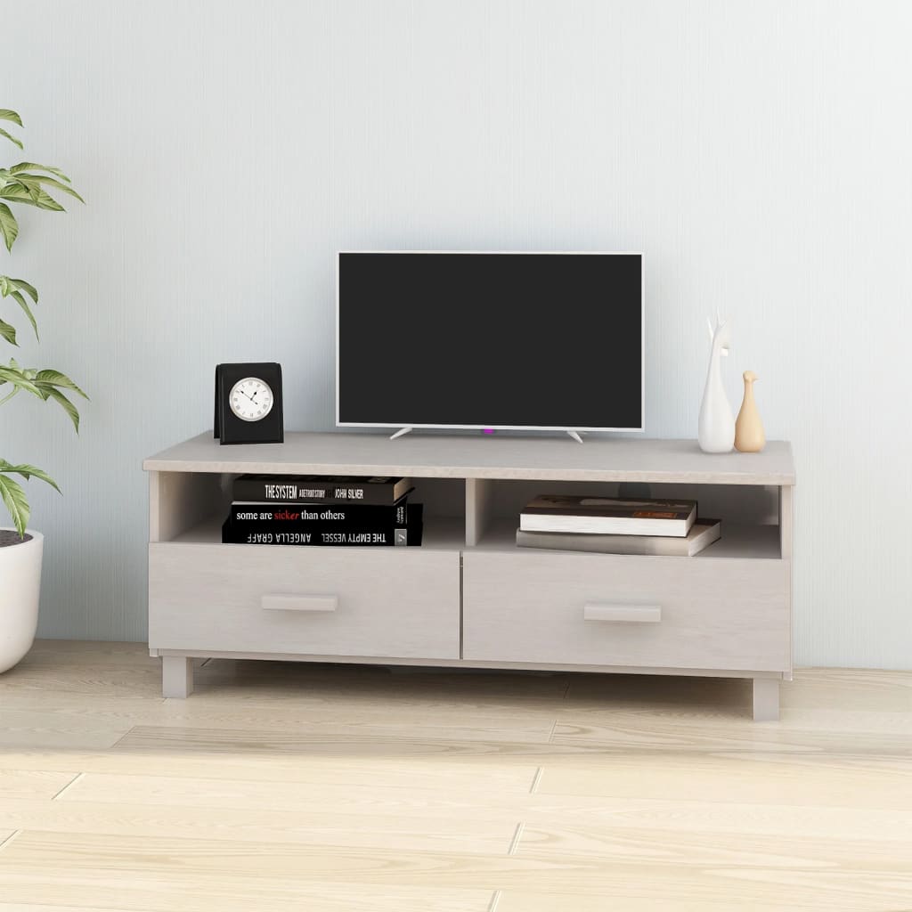 Vetonek Mueble de TV HAMAR madera maciza de pino blanco 106x40x40 cm