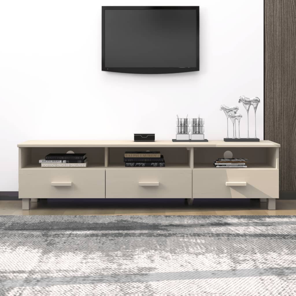 Vetonek Mueble TV HAMAR madera de pino maciza marrón miel 158x40x40 cm