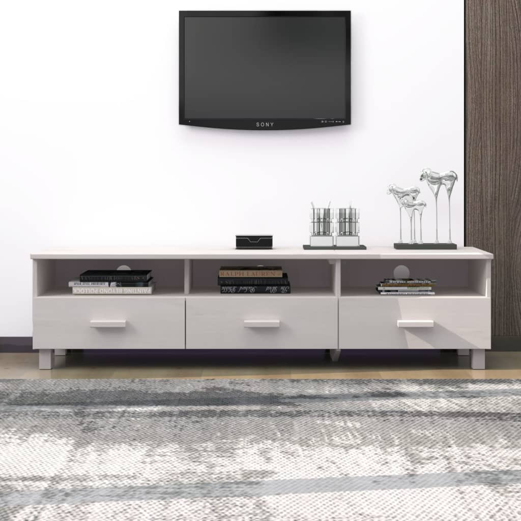 Vetonek Mueble de TV HAMAR madera maciza de pino blanco 158x40x40 cm