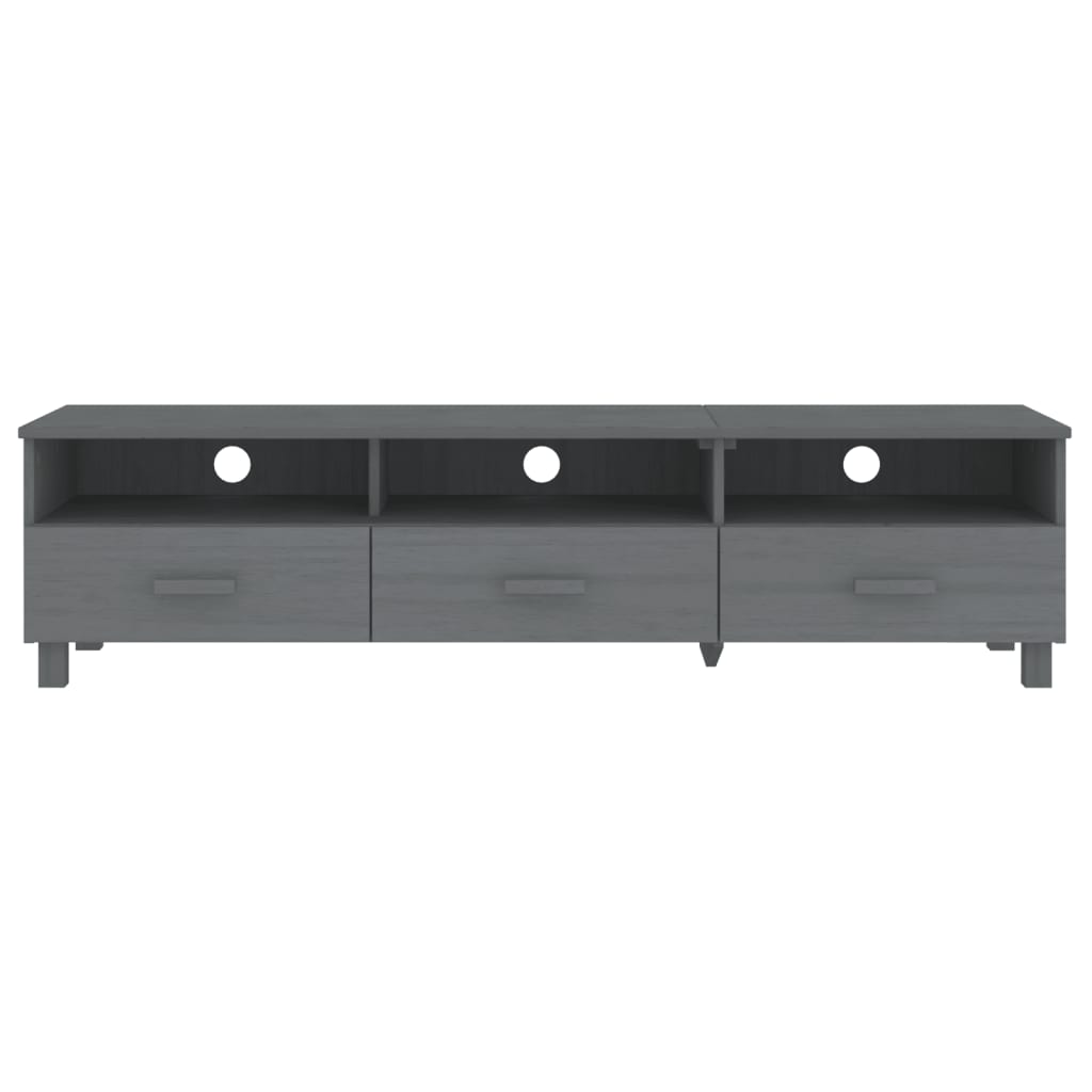 Mueble de TV HAMAR madera maciza pino gris oscuro 158x40x40 cm