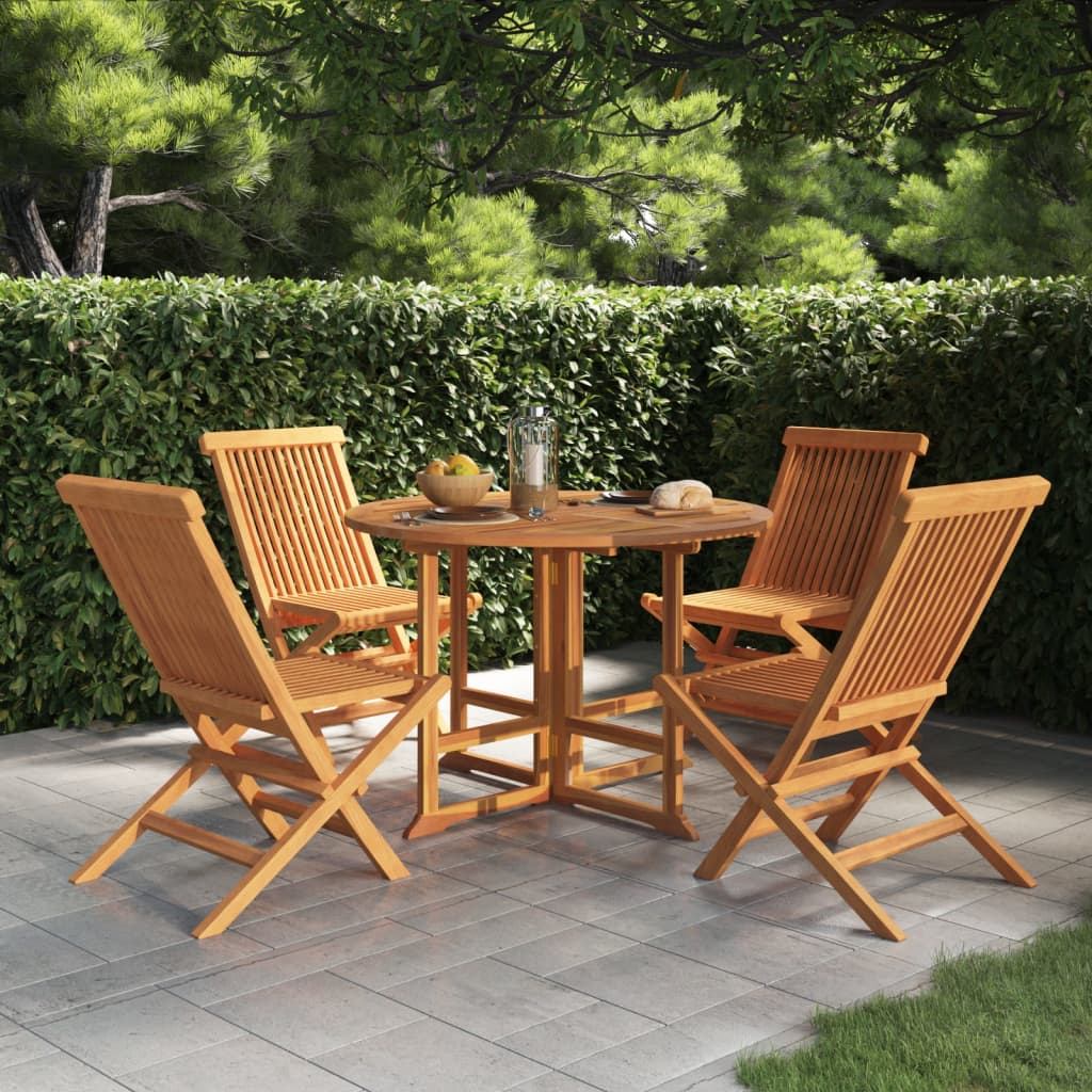 Vetonek Set de comedor de jardín plegable 5 pzas madera maciza de teca