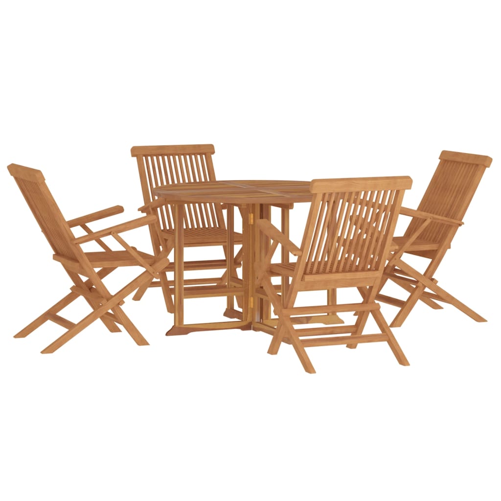 Set de comedor de jardín plegable 5 pzas madera maciza de teca - Vetonek