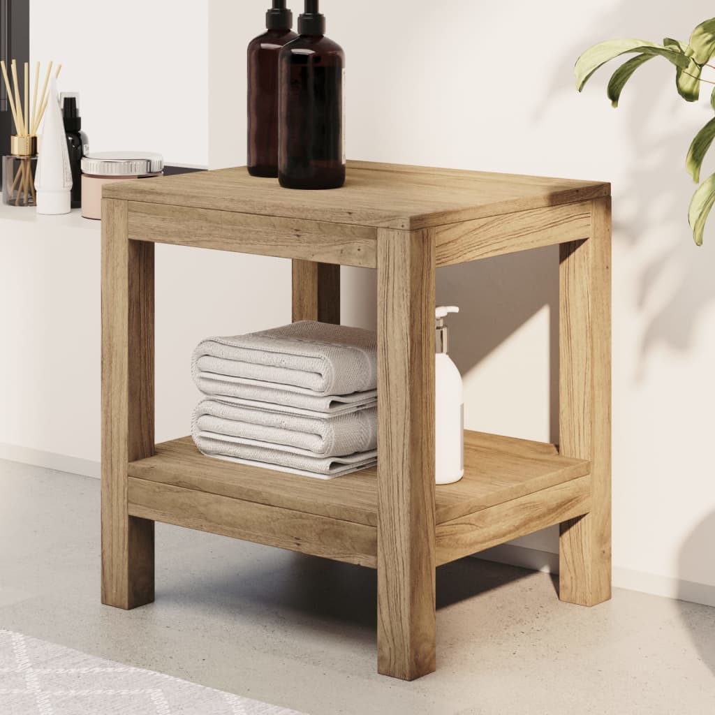 Vetonek Mesa auxiliar de baño madera maciza de teca 45x35x45 cm