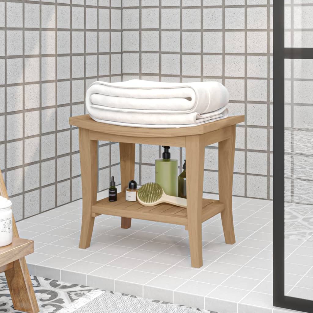 Vetonek Mesa auxiliar de baño madera maciza de teca 50x35x45 cm