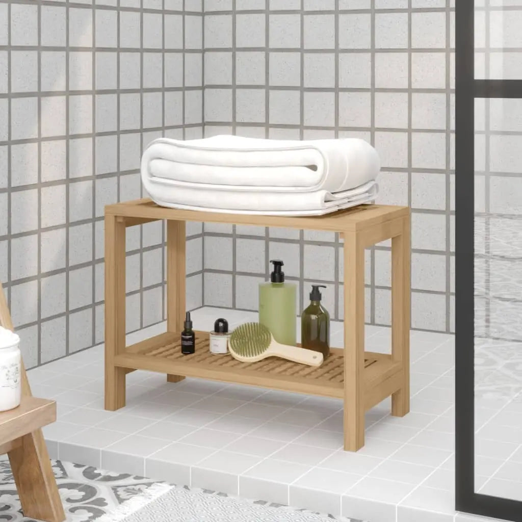 Vetonek Mesa auxiliar de baño madera maciza de teca 60x30x45 cm