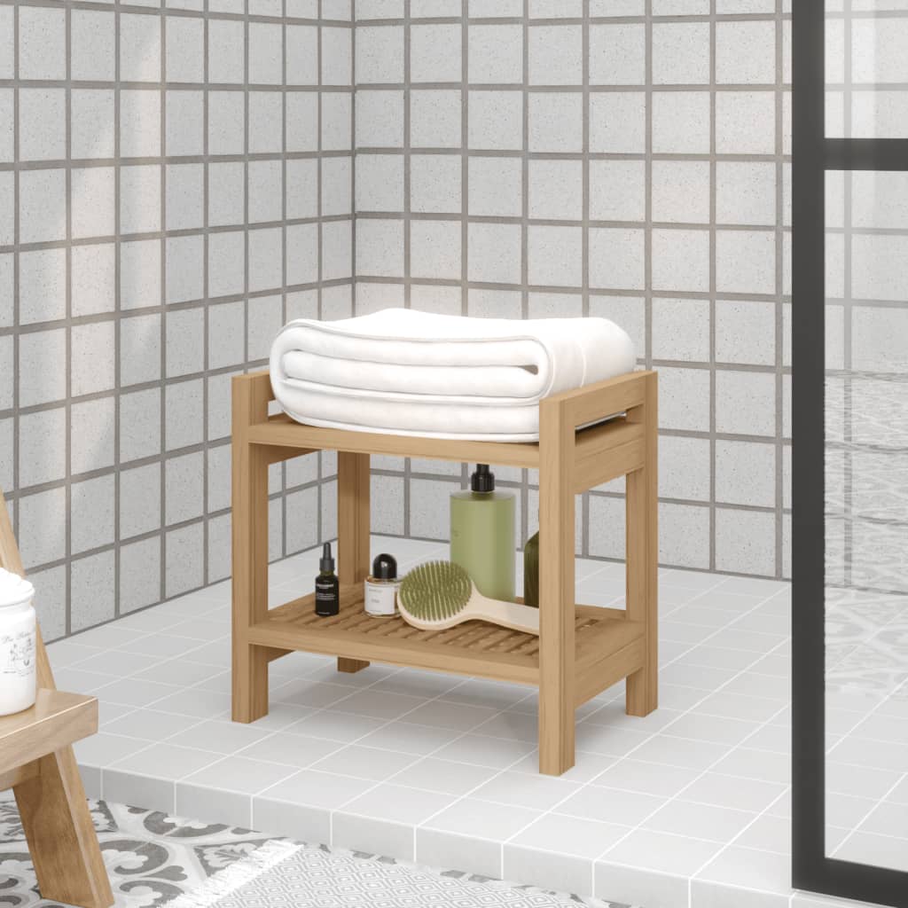 Vetonek Mesa auxiliar de baño madera maciza de teca 45x30x45 cm