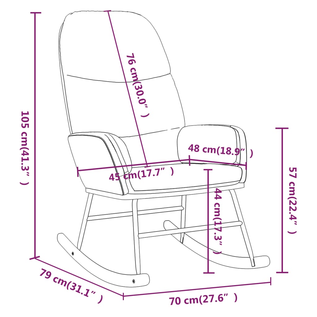 Silla mecedora de tela blanco crema vidaXL