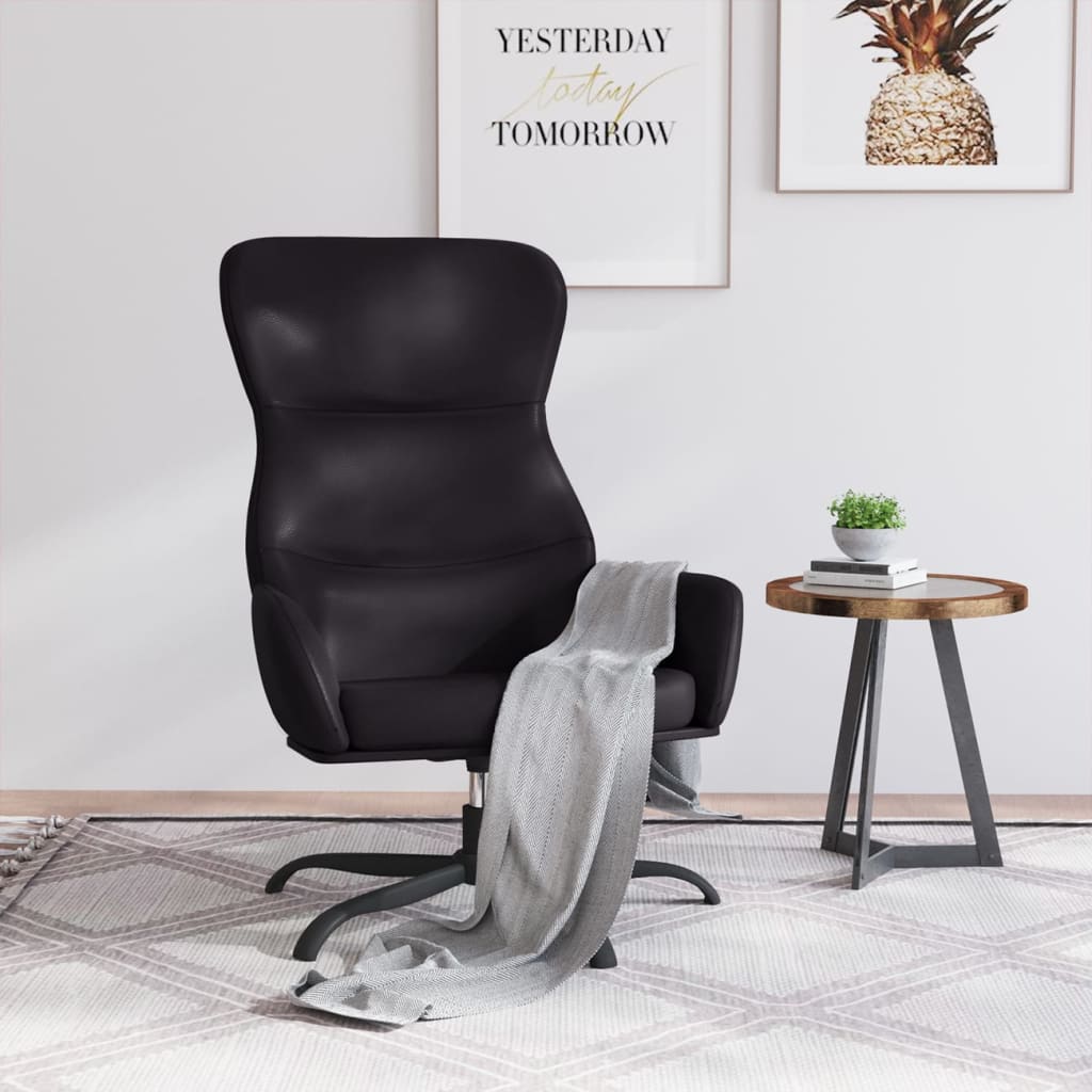 Vetonek Sillón de relax de cuero sintético negro