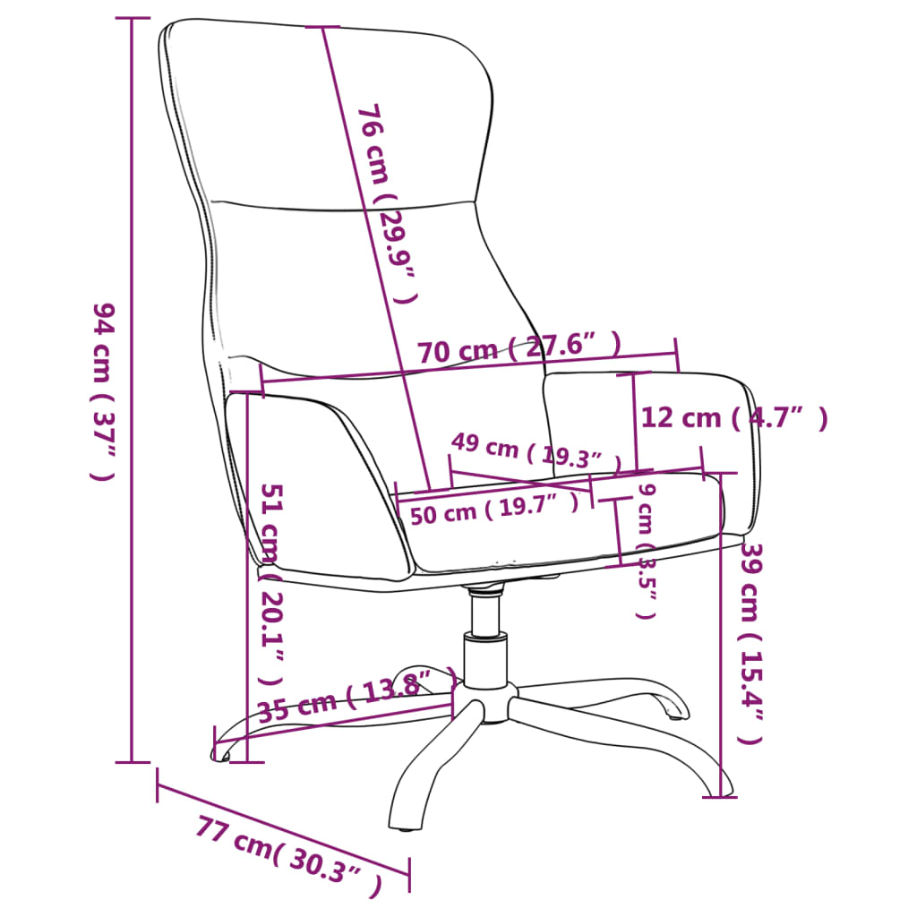 Sillón de relax de cuero sintético negro vidaXL