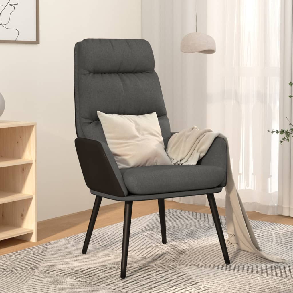 Vetonek Sillón de relax de tela gris oscuro