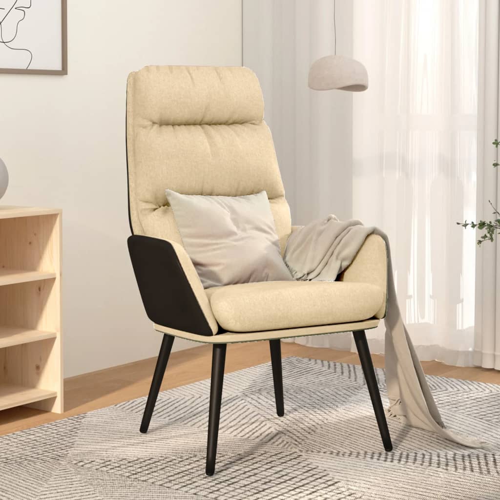 Vetonek Sillón de relax de tela crema