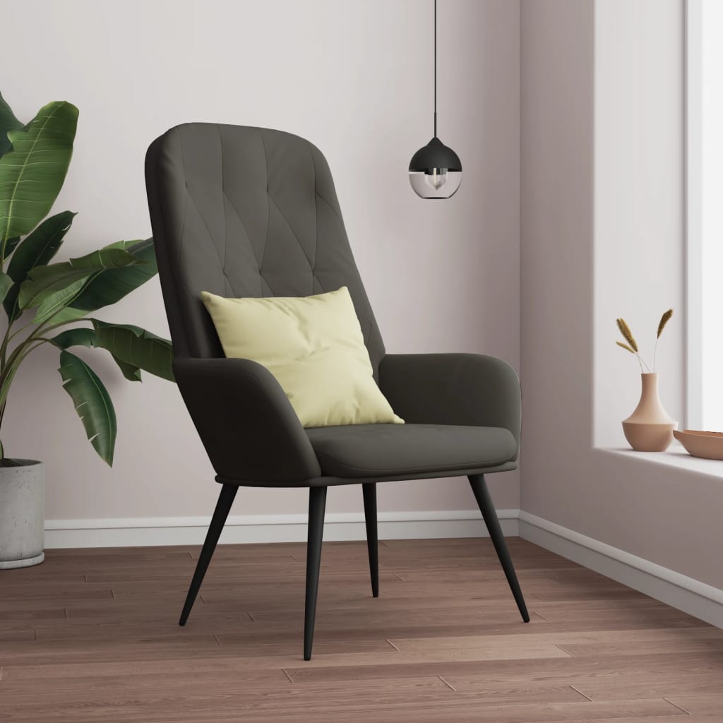 Vetonek Sillón de relax de terciopelo gris oscuro