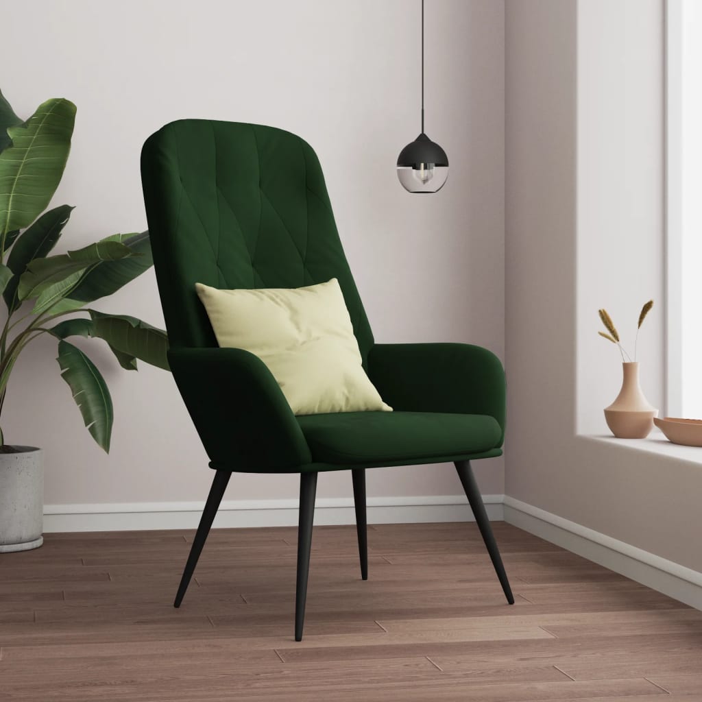 Vetonek Sillón de relax de terciopelo verde oscuro