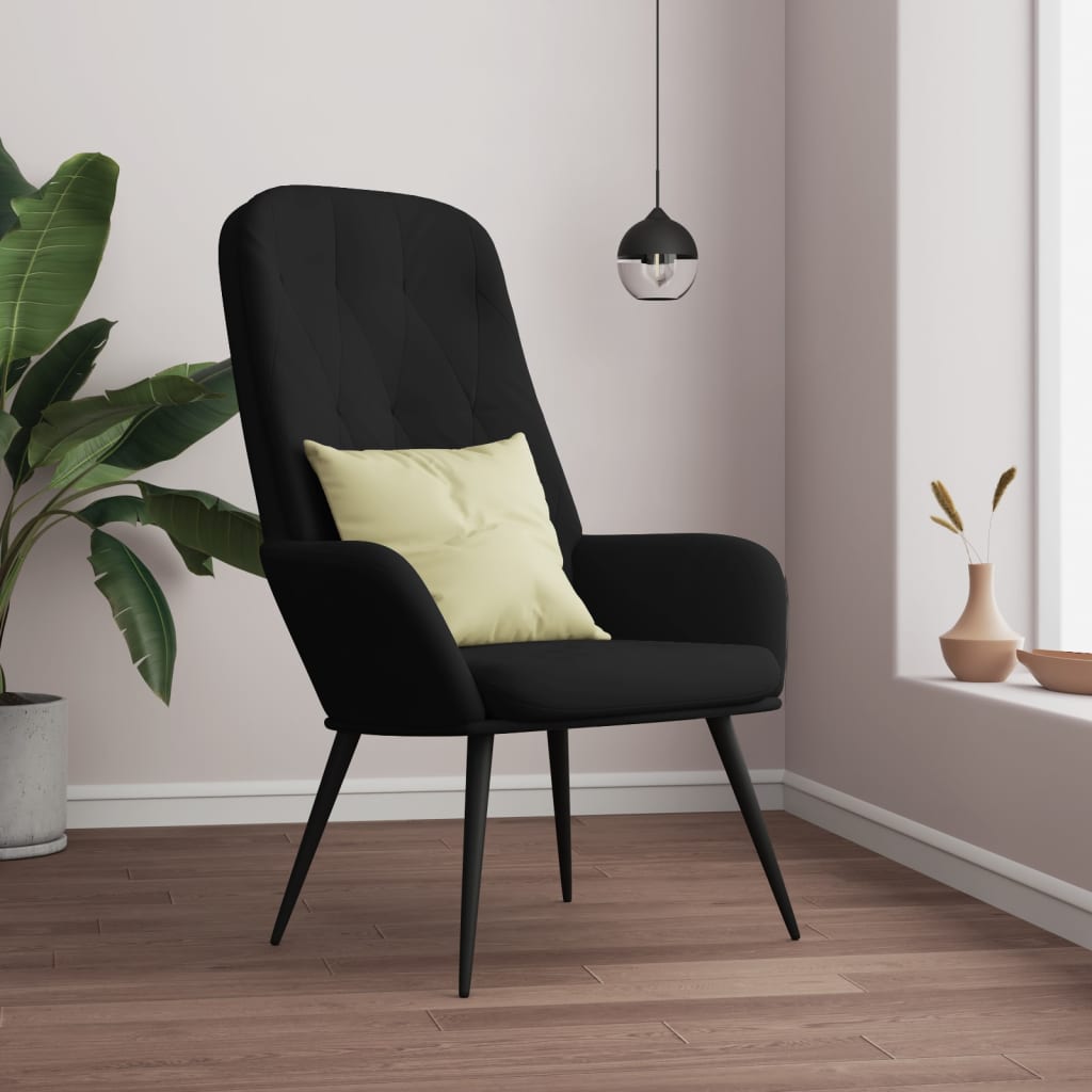 Vetonek Sillón de relax de terciopelo negro