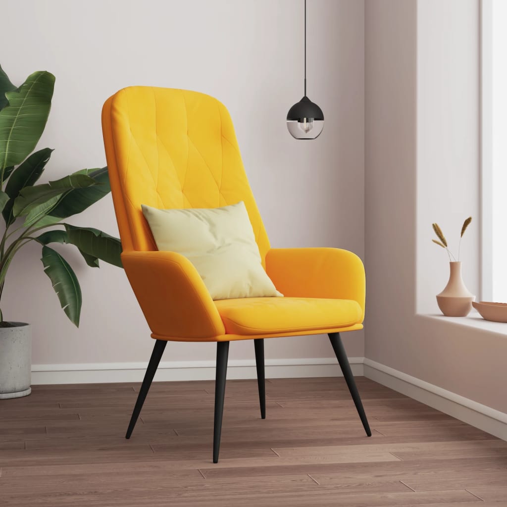 Vetonek Sillón de relax de terciopelo amarillo mostaza