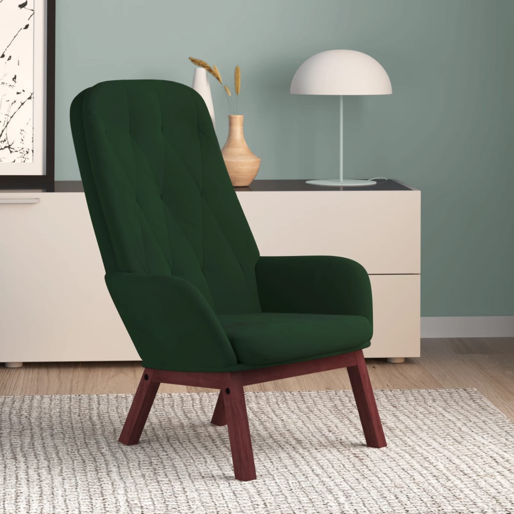 Vetonek Sillón de relax de terciopelo verde oscuro