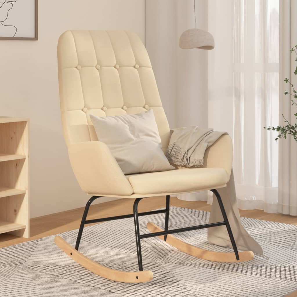 Vetonek Silla mecedora de tela color crema