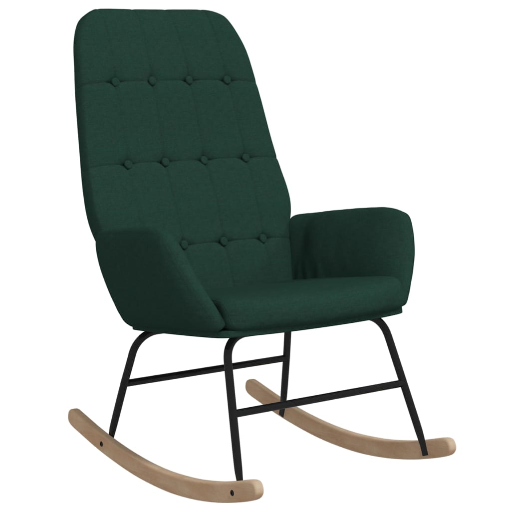 Silla mecedora de tela verde oscuro vidaXL