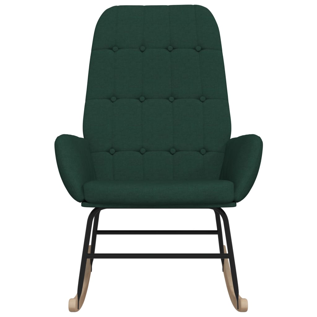 Silla mecedora de tela verde oscuro vidaXL