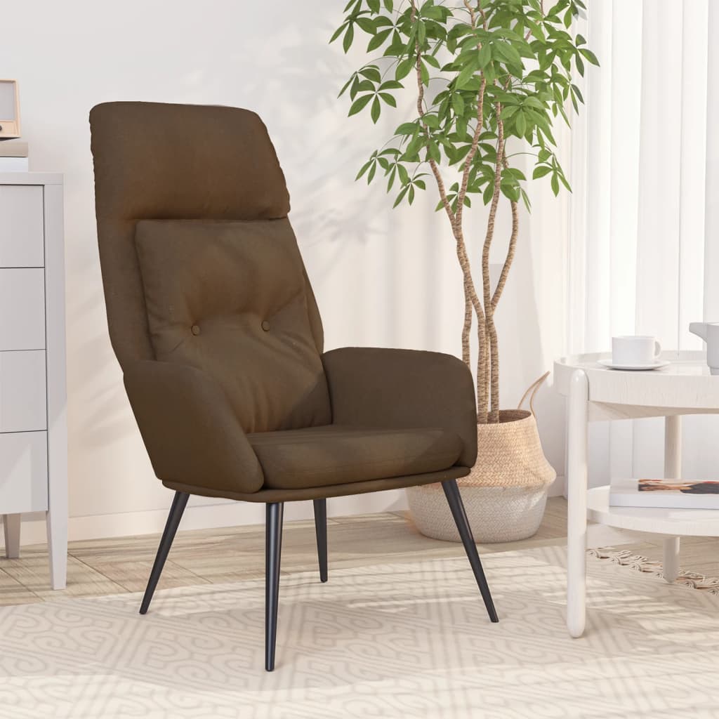 Vetonek Sillón de relax de piel de ante sintética marrón