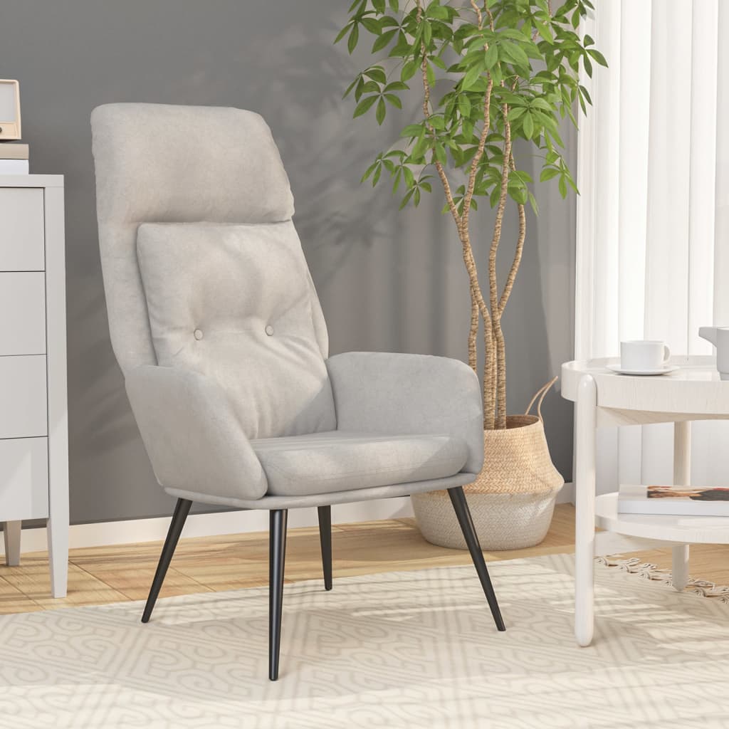 Vetonek Sillón de relax de cuero sintético de ante gris claro