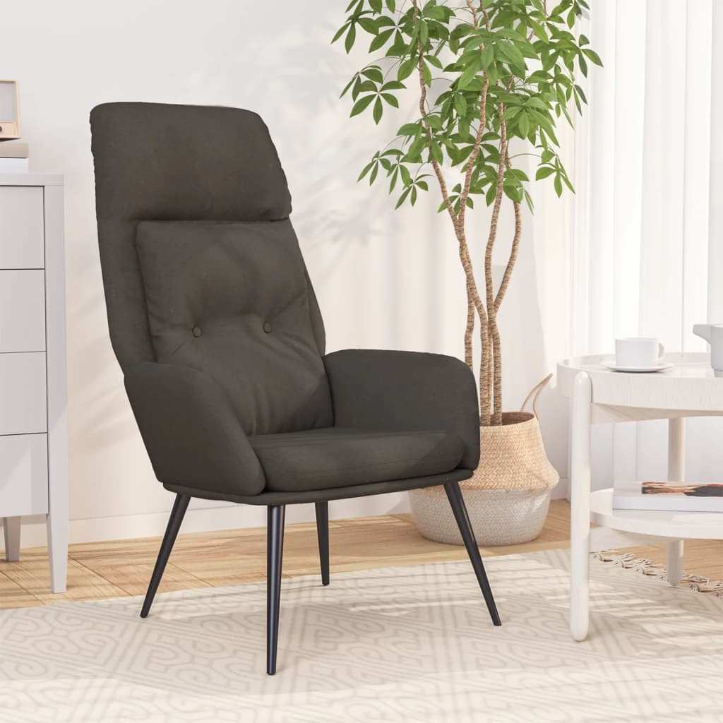 Vetonek Sillón de relax de cuero sintético de ante gris oscuro