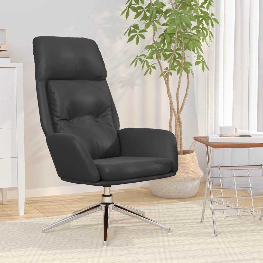 Vetonek Sillón de relax de cuero auténtico negro