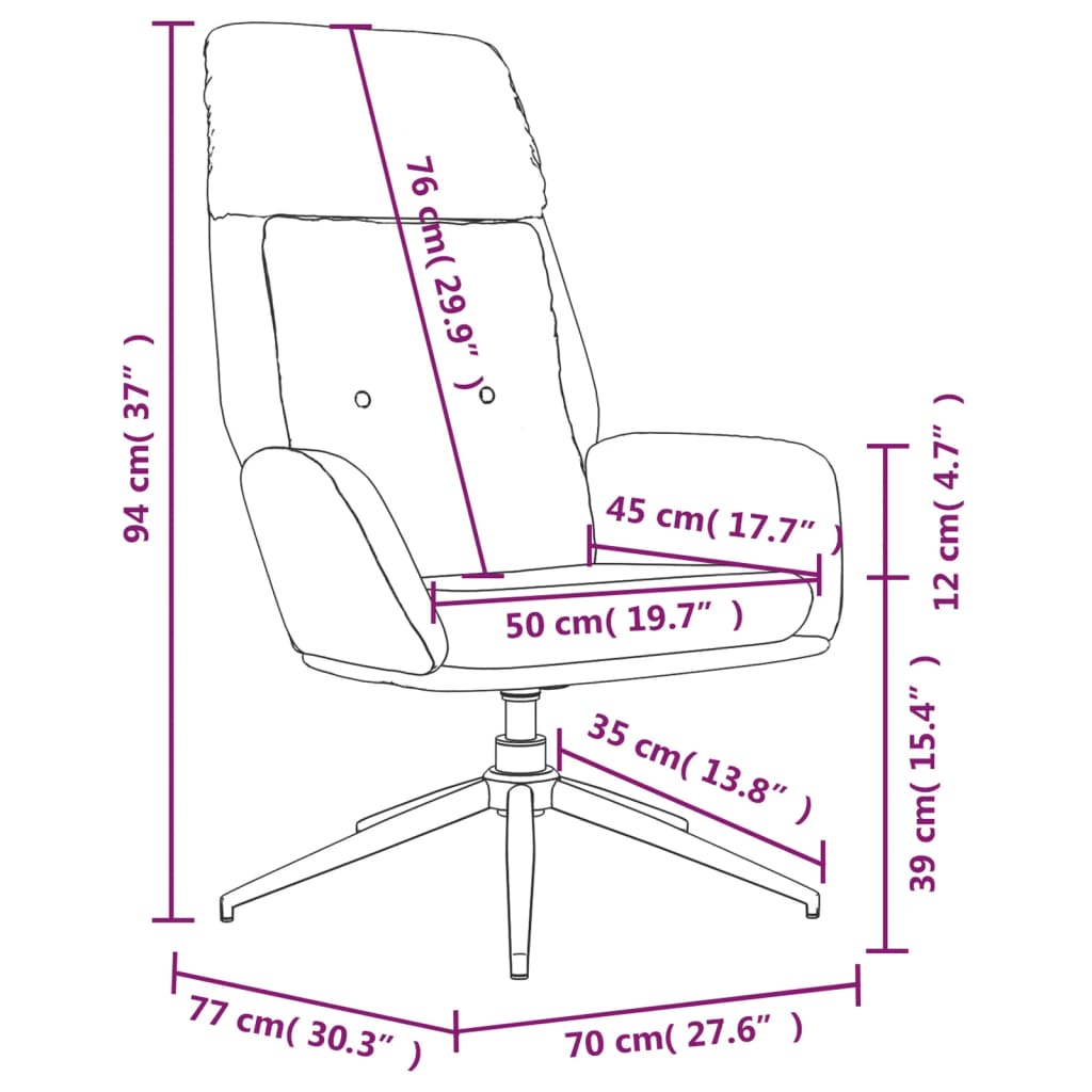 Sillón de relax de cuero auténtico negro vidaXL