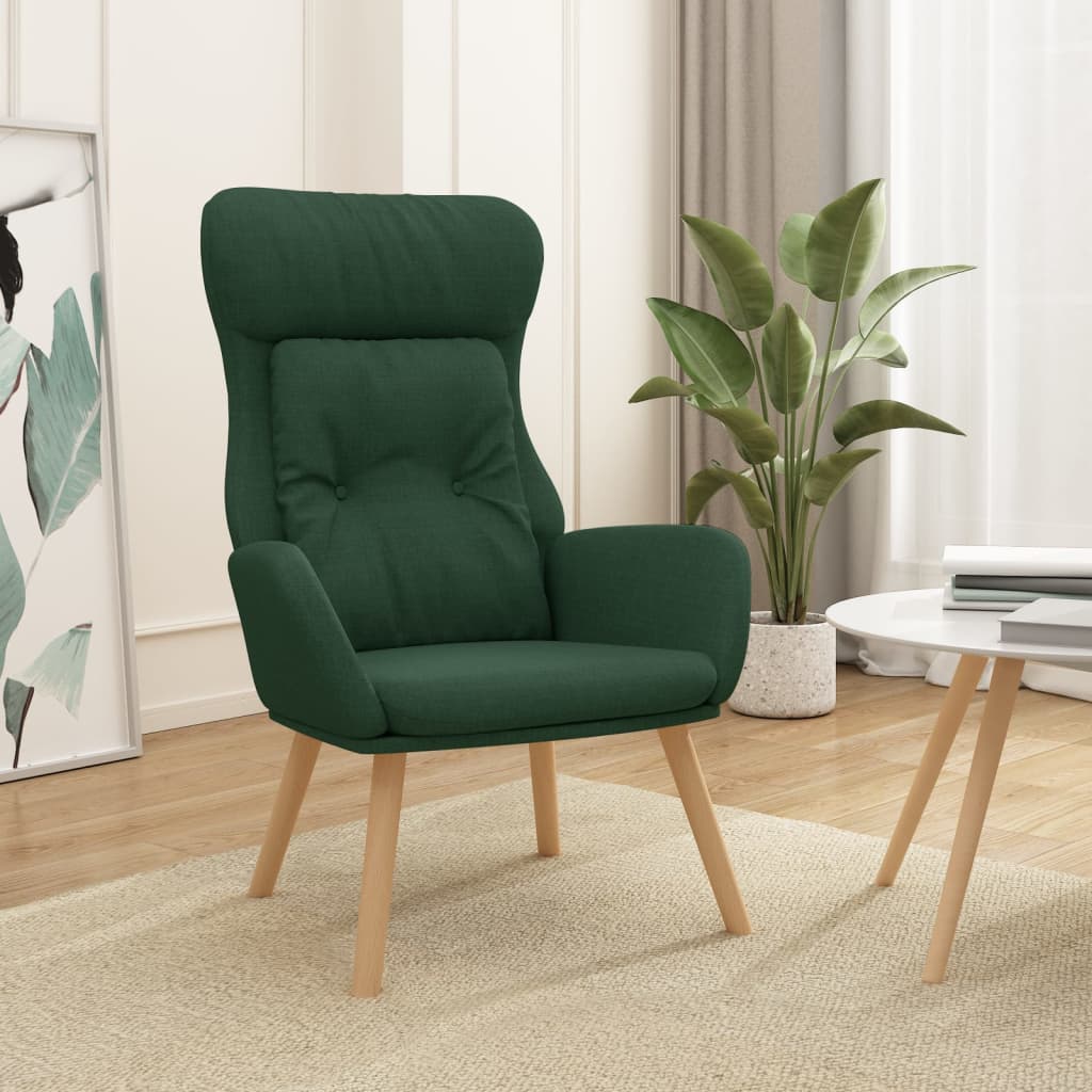 Vetonek Sillón de relax de tela verde oscuro