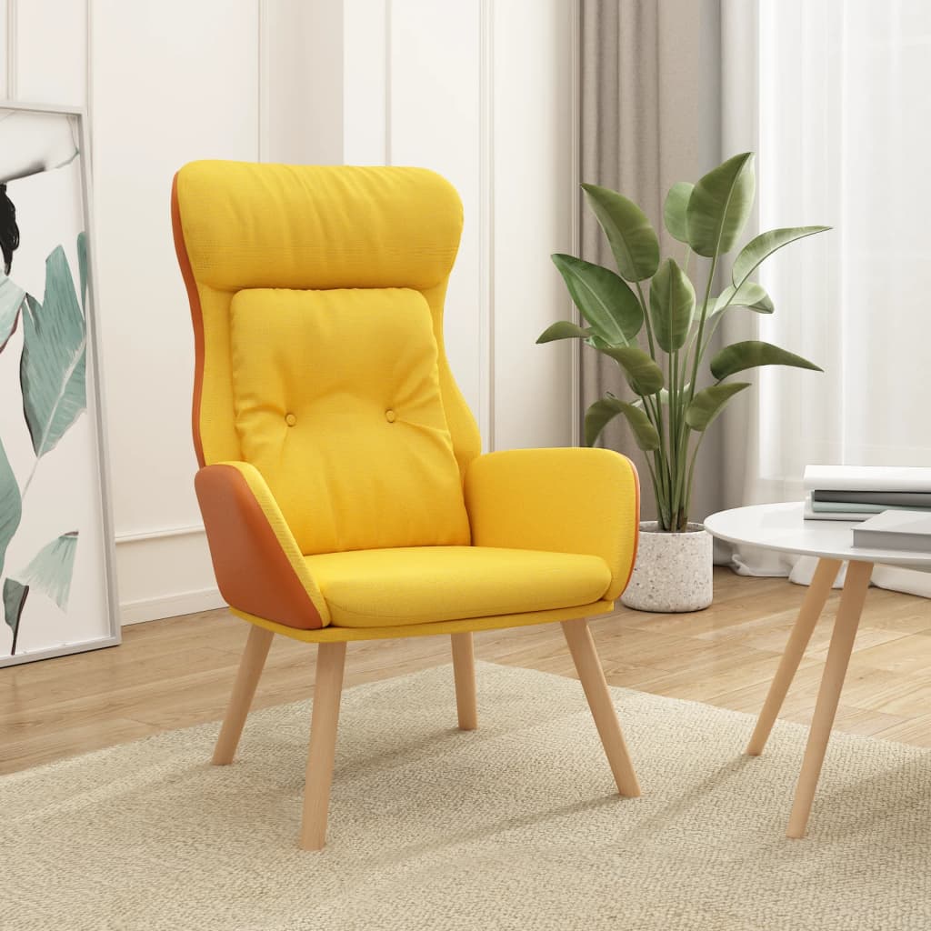 Vetonek Sillón de relax de tela y PVC amarillo mostaza