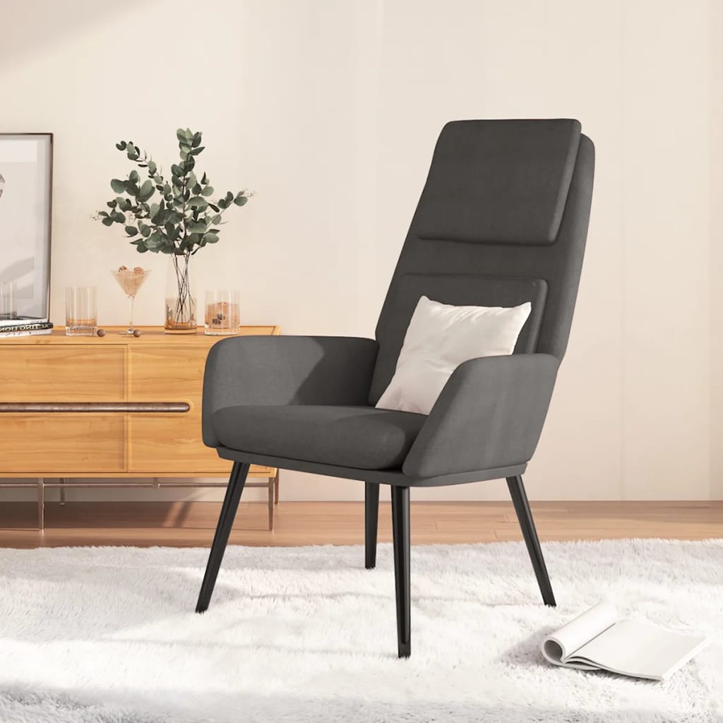 Vetonek Sillón de relax de tela gris oscuro