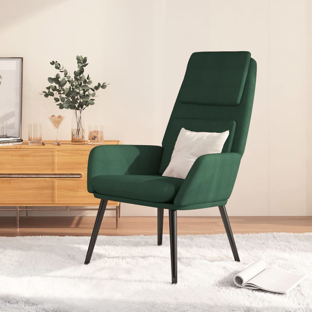 Vetonek Sillón de relax de tela verde oscuro