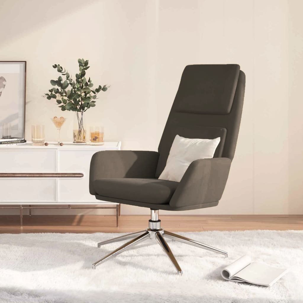 Vetonek Sillón de relax de cuero sintético de ante gris oscuro