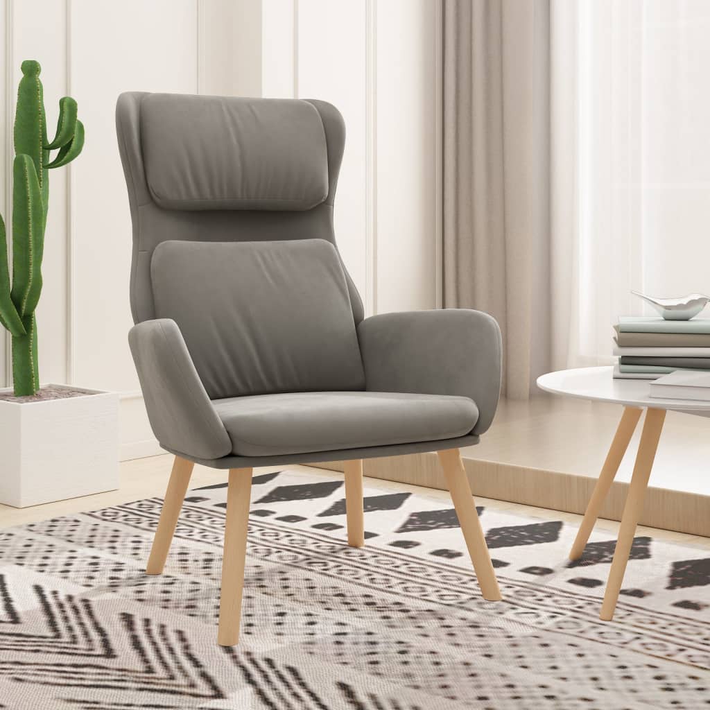 Vetonek Sillón de relax de terciopelo gris claro