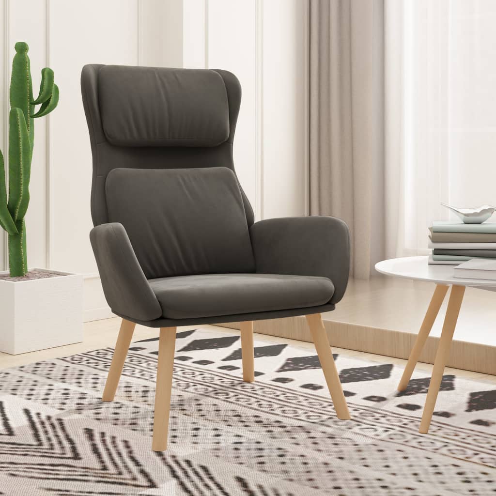 Vetonek Sillón de relax de terciopelo gris oscuro