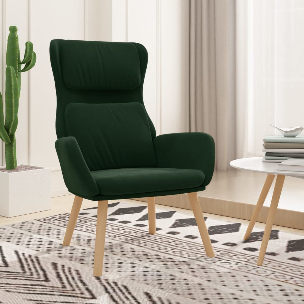 Vetonek Sillón de relax de terciopelo verde oscuro