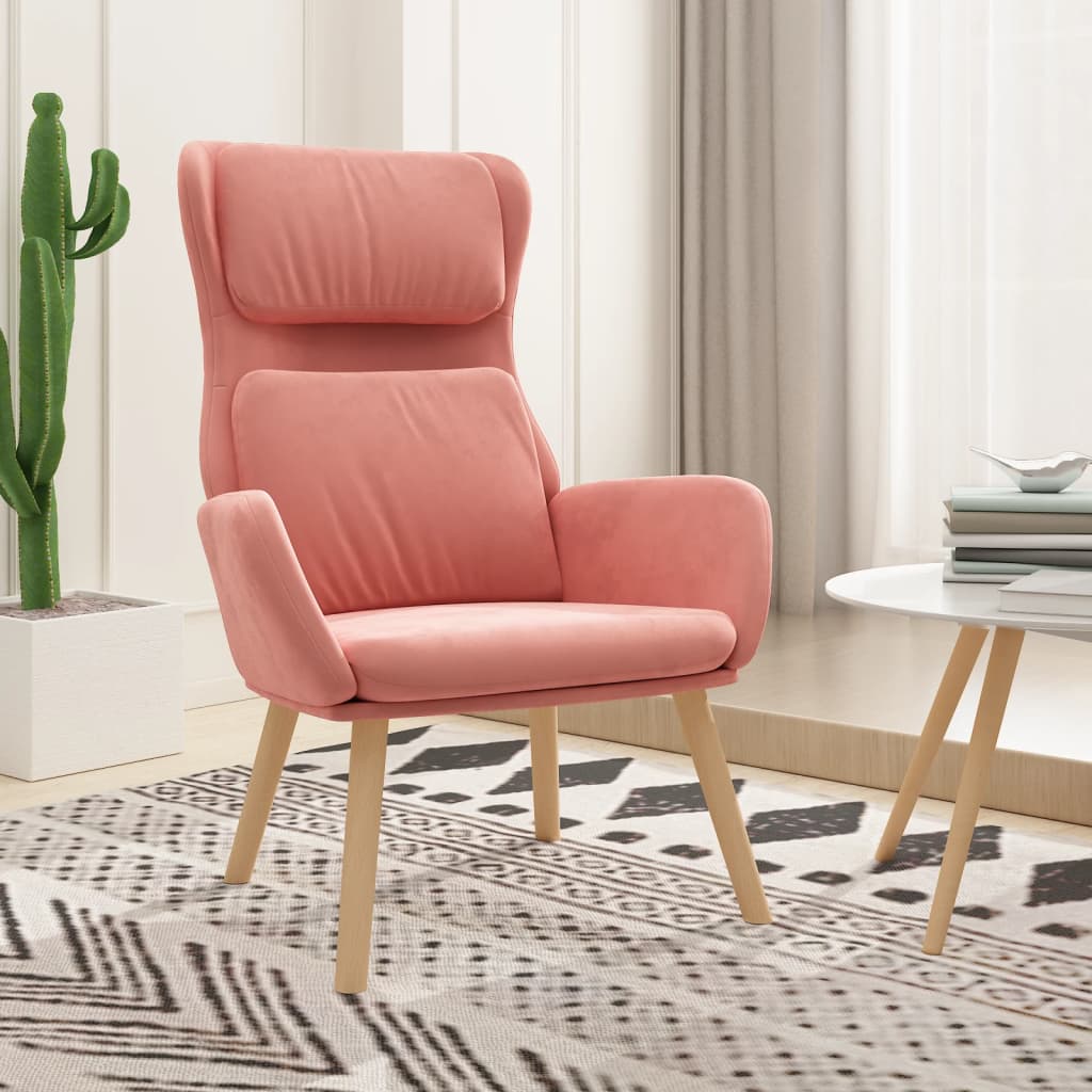 Vetonek Sillón de relax de terciopelo rosa