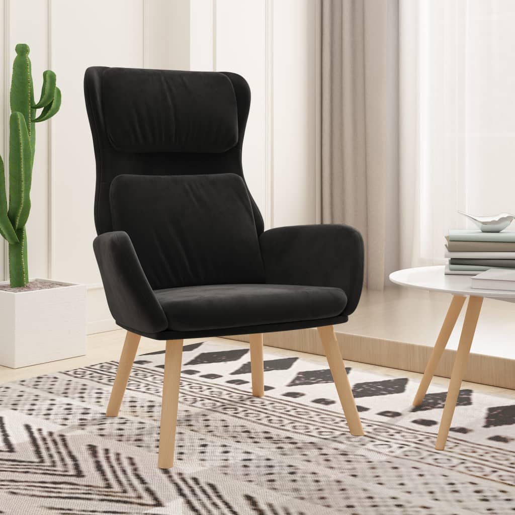 Vetonek Sillón de relax de terciopelo negro