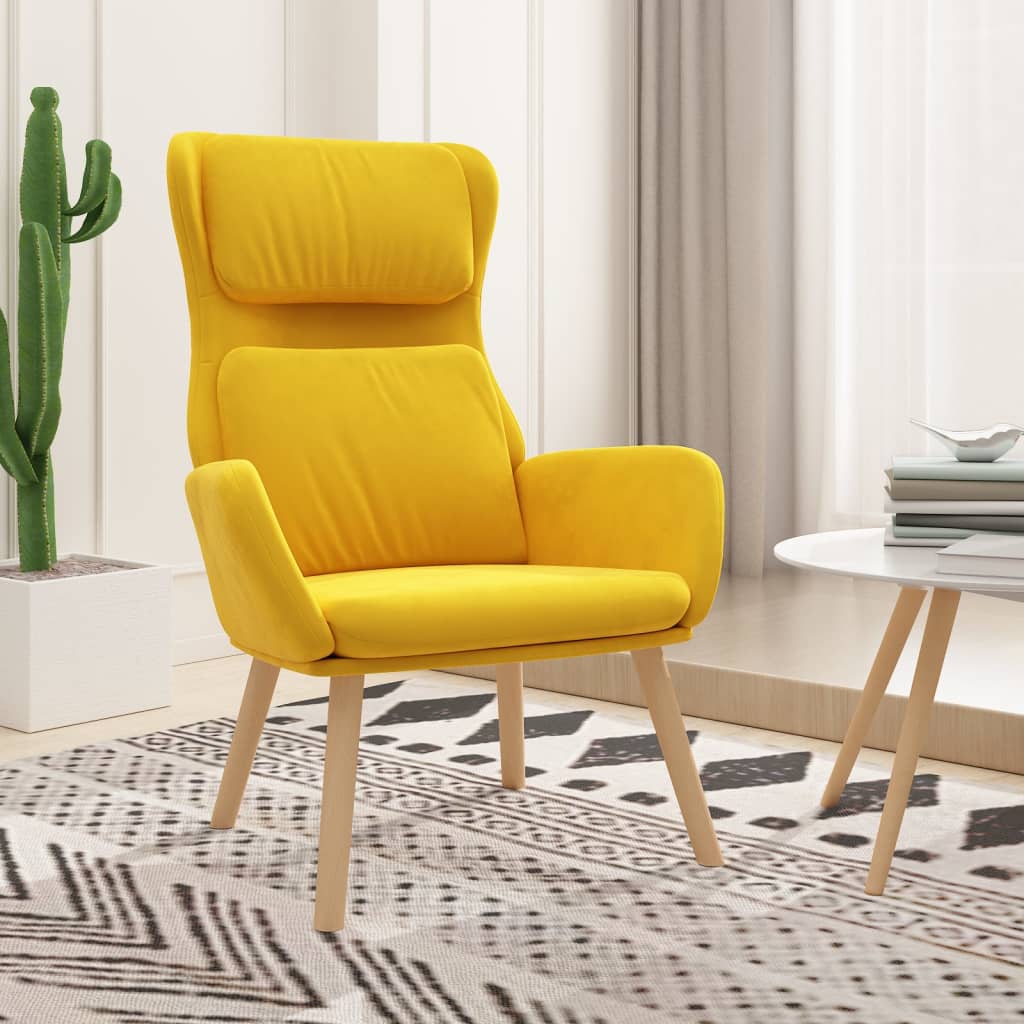 Vetonek Sillón de relax de terciopelo amarillo mostaza