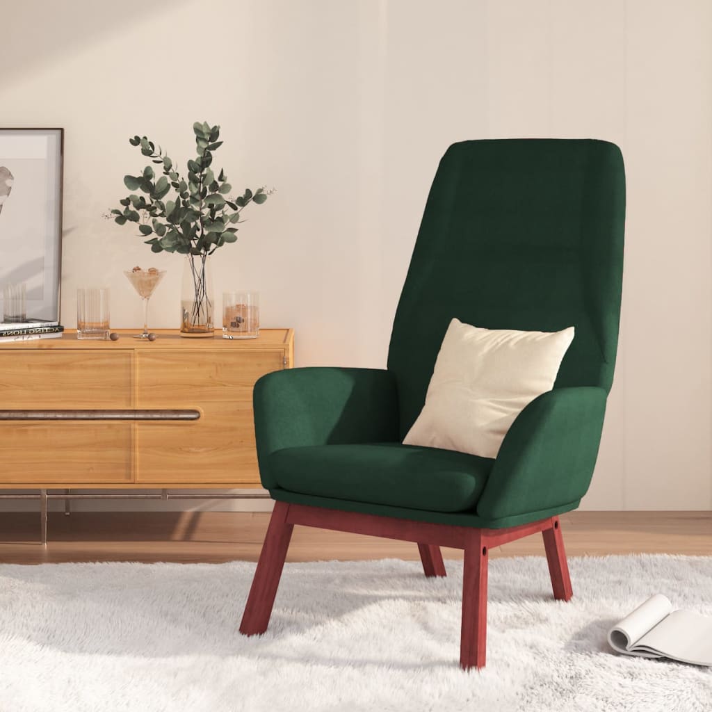 Vetonek Sillón de relax de tela verde oscuro