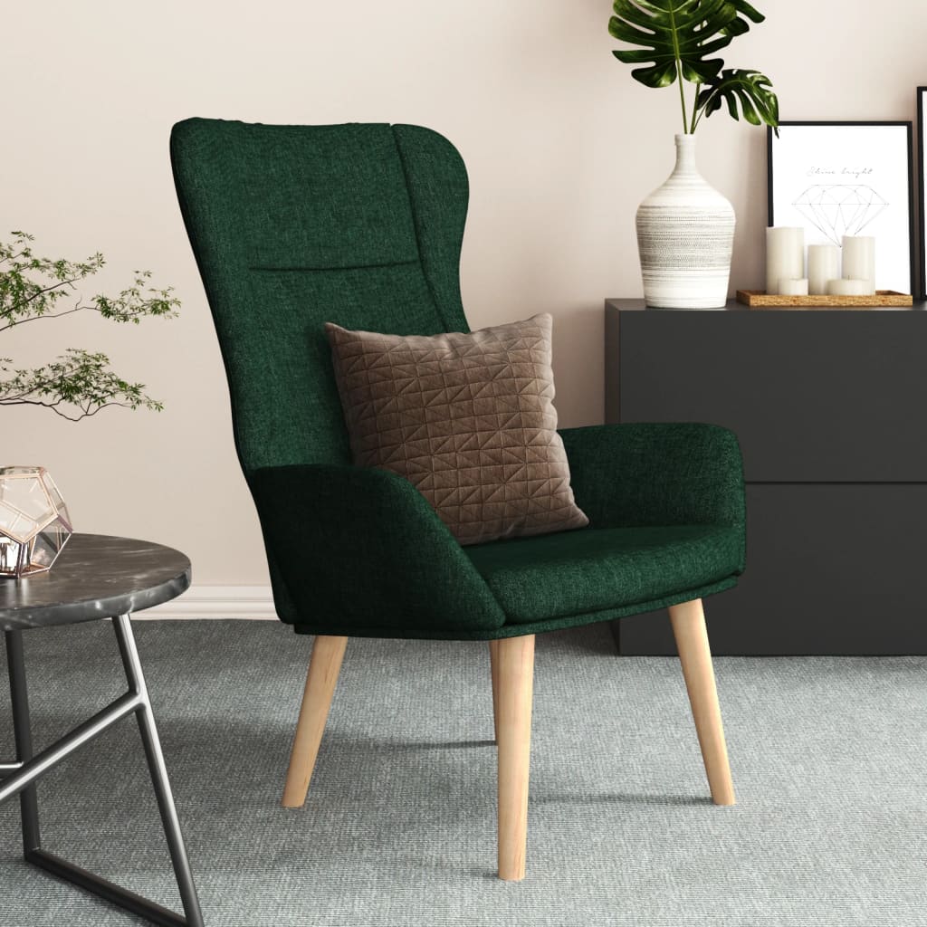 Vetonek Sillón de relax de tela verde oscuro