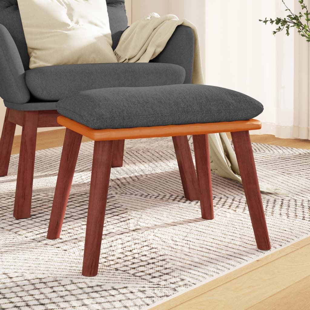 Reposapiés tela y cuero sintético gris oscuro 45x29,5x35 cm V4245 Vetonek